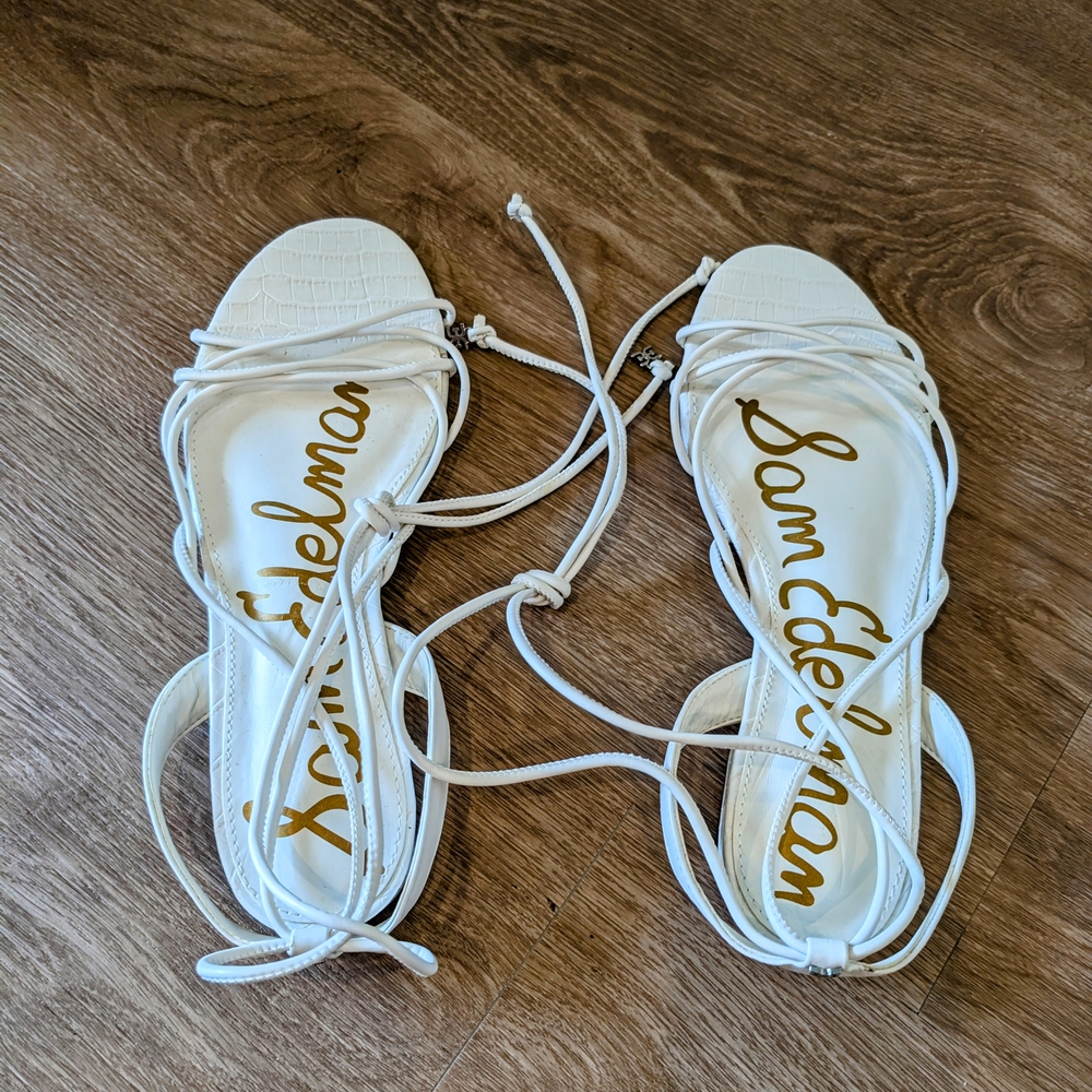 New Sam Edelman White Strappy Sandals